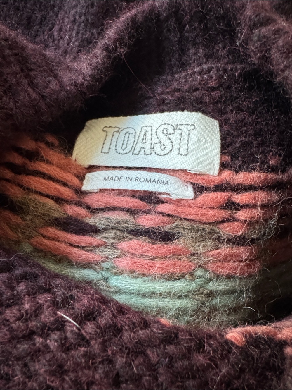TOAST Alpaca Cotton Wool Patterned Yoke Fair Isle Sweater Size M - Picture 8 of 13